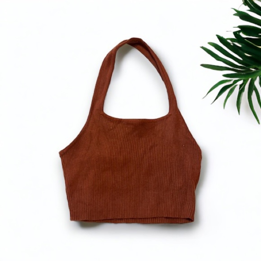 Burgundy halter crop top